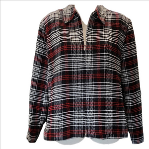 KATHY LEE PLAID ZIPPER BLAZER
